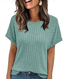 economico -Per donna Maglietta Semplice Casual Manica Corta Girocollo Top Regolari Quotidiano Uscire Weekend Verde militare Viola Verde Grigio scuro Grigio Estate