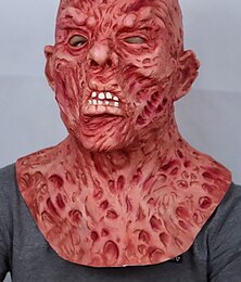 levne -Halloweenská freddy maska pro dospělé, realistická latexová maska na obličej ze strašidelných filmů, hororová maska na celou hlavu pro cosplay, kostýmní párty a dekoraci strašidelného domu.