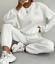 economico -Per donna Moda Streetwear Quotidiano Set di Pantaloni Manica Lunga Girocollo Tinta unica Casuale Quotidiano Nero Bianco Rosa Estate Vestibilità regolare