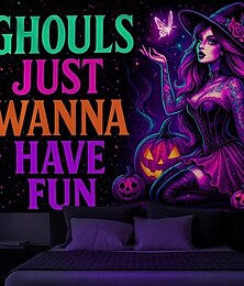 levne -Halloween Černé světlo Tapiserie Čarodějnice UV Reaktivní Světélkující ve Tmě Lesu Trippy Hory Zamlžený Hřbitov Duch Visící Tapiserie Nástěnné Umění Mural pro Obývací Pokoj Ložnici