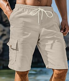 お買い得  -男性用 カーゴショーツ コーデュロイパンツ スウェットショーツ ショーツ バミューダショーツ 弾性ウエスト 平織り 履き心地よい スポーツ 膝丈 アウトドア ヨガ カジュアル 旅行度假风 エスニック ブラック ホワイト 伸縮性なし
