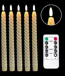 billige -6 stk. 25,5 cm halloween jul roterende tråd led lang stang simulering elektronisk stearinlys innendørs og utendørs restaurant fest bryllup atmosfære dekorativt lys aaa batteri fjernkontroll