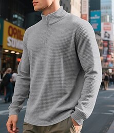 billige -Herre Genser Kvart glidelås genser Svart Hvit Vin Militærgrønn Kakifarget Halv glidelås عادي Jacquardvevnad Quarter Zip Sport & Utendørs Daglig Ferie Polyester Gatemote Grunnleggende Fritid Vår Høst