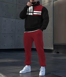 abordables -Hombre Geométrico Bloque de color 2 piezas Conjuntos de sudaderas 3D Chándal Sudadera con capucha Manga Larga Pantalones largos Con Capucha Deportivo Casual / Diario Ropa Deportiva Impresión 3D