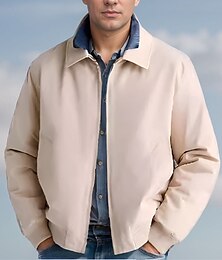 billiga -Herr Lättviktsjacka Vardaglig jacka Semester Dagligen Ficka Vår Höst Slät Mode Klassisk Kavajslag Normal Svart Marinblå Beige Jacka