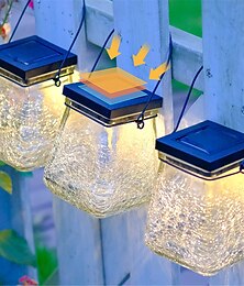 abordables -Lampe suspendue fissurée à énergie solaire, lampe de jardin extérieure, lampe de paysage, lampe de bureau carrée en verre à énergie solaire, 1 pièce