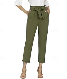 economico -Per donna Pantaloni Eleganti Pantaloni Corti Dritto Moda Streetwear Lunghezza alla caviglia Vita Alta Semplice Elastico in vita Coulisse Traspirabilità Confortevole Streetwear Abbigliamento
