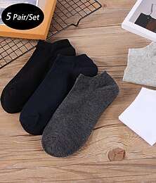 abordables -Hombre 5 pares Paquetes múltiples Calcetín Calcetines para correr Calcetines informales Negro Blanco Color Plano Vacaciones Deporte Diario Básico Medio Primavera Otoño Moda Casual