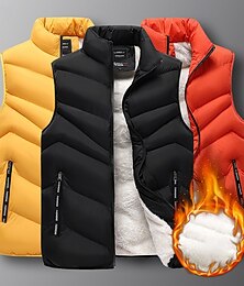 preiswerte -Herren Wanderweste Fleeceweste Pufferweste Ärmellos Weste Außen Thermowarm Winter Tasche Polyester Schwarz Gelb Orange Jagd Angeln Klettern