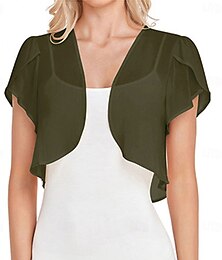 economico -Copertura estiva elegante per donne protezione solare maniche corte coperture da matrimonio in chiffon con colore puro per matrimoni estivi