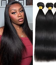 levne -brazilské lidské vlasy 3 svazky rovné vlasové prodloužení z lidských vlasů 8-28 palců 300 g