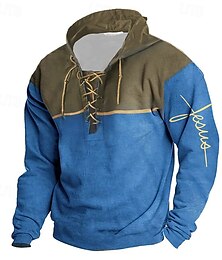 economico -Per uomo Felpa con cappuccio Blu Con Cappuccio Blocco di colori Allacciato Patchwork Sport & Outdoor Quotidiano Ferie Poliestere Streetwear Essenziale Casual Primavera Autunno Abbigliamento Felpe con