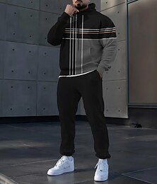 abordables -Hombre Línea 2 piezas Conjuntos de sudaderas 3D Chándal Sudadera con capucha Manga Larga Pantalones largos Con Capucha Deportivo Casual / Diario Ropa Deportiva Impresión 3D Primavera Otoño Invierno