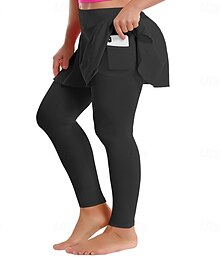 billige -Dame Store størrelser Bukser Leggings Strømpebukser Treningsklær Full lengde Naturlig عادي Sidelommer 2 i 1 comfy Rumpeløft Midjekontroll Yoga- og dansesko Fritid / hverdag Mørkegrå Svart Burgunder