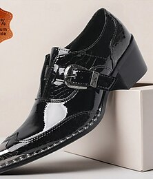 お買い得  -メンズの光沢のある黒のモンクストラップシューズ - 特別な機会や流行に敏感なイベントに最適な、高級牛革のダブルバックルフォーマルシューズ