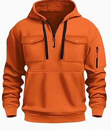 baratos -Homens Moletom Quarter Zipper Hoodie Preto Branco Vinho Verde Tropa Vermelho Com Capuz Tecido Bolsos Quarter Zip Desportos e Ar livre Diário Feriado Poliéster Roupa de rua Básico Casual Primavera