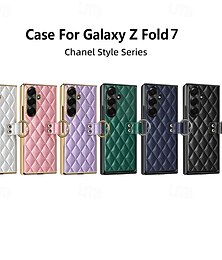 رخيصةأون -هاتف غطاء من أجل سامسونج جالاكسي Z فولد 7 زي فولد 6 Z Fold 5 Z Fold 4 Z Fold 3 غطاء خلفي حامل الخاتم حماية كاملة للجسم مكتب  /  الأعمال TPU جلد PU
