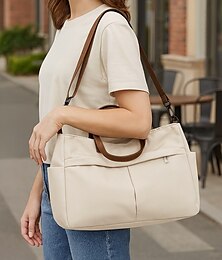 economico -Per donna Borsa tote Borsa a tracolla Borse a Spalla Nylon Shopping Casuale Casual Quotidiano Cerniera Tasche Multiple Grande Capacità Leggero Tinta unica Nero Verde Beige