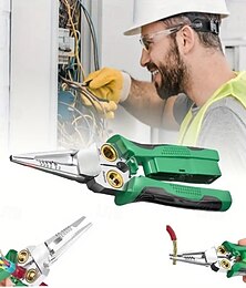 お買い得  -8 in 1 電線ストリッピングツール（電圧テスター付き） - 多機能ペンチ &家庭修理用の耐久性のある圧着工具、切断鋏