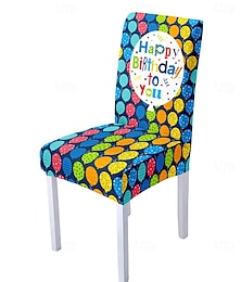 economico -Coprisedie "Happy Birthday" - coprisedie elasticizzati stampati per sedie da pranzo, vestibilità universale per tutte le stagioni, coprisedie elastici monoblocco per feste &arredamento per la casa
