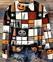 economico -Per donna Felpe Grafico Geometrico Teschio Casual Manica Lunga Girocollo Top Regolari Streetwear Abbigliamento Quotidiano Stampato Arancione Primavera Autunno Inverno