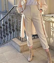 economico -Per donna Pantaloni Eleganti Pantaloni Moda Streetwear Lunghezza intera Vita Alta Semplice Traspirabilità Confortevole Affari Abbigliamento quotidiano Marrone Scuro Grigio chiaro Nero Bianco