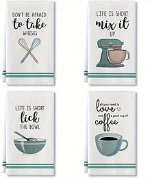 economico -Set di 4 strofinacci da cucina con stampe creative, strofinacci per asciugare i piatti per cucinare, cuocere al forno, pulire, strofinacci multiuso, forniture per la cucina e decorazione della stanza