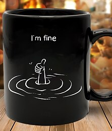billiga -Rolig kaffemugg, jag är okej med drunkning, meme, svart keramikmugg, 11oz, 330ml, sarkastisk skämt, present till kollegor, vänner, vuxna