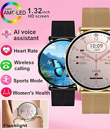 billige -Imosi 1,32 tommers AMOLED HD-skjerm smartklokke for kvinner med blodsukkermåler, Bluetooth-samtale, pulsmåler &blodtrykksmåler ip68 vanntett treningsmåler