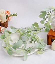 economico -Ghirlanda di foglie artificiali a forma di orecchie di coniglio, 182 cm / 71,65 pollici di finta vegetazione rampicante per decorazioni da tavola per matrimoni, realistiche viti pendenti
