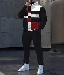 abordables -Homme Bloc de Couleur 2 pièces Ensembles de sweat-shirts 3D Survêtement Sweat à Capuche manche longue Pantalon long À capuche Vêtements de sport Décontracté Quotidien Athleisure Impression 3D Bloc de