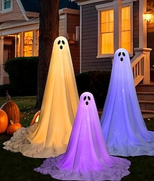 economico -1 palo telescopico fantasma da 85-165 cm per Halloween, cortile, prato, percorso, terrazza, feste, atmosfera terrificante e inquietante, luce decorativa