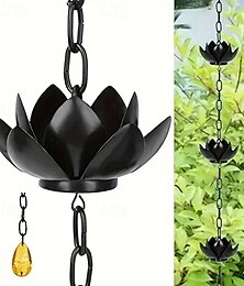 Недорогие -47-дюймовая золотая цепь для улавливания дождя Lotus для водосточных желобов снаружи с адаптером для эффективного стока воды &Защита водосточных желобов от брызг для декора сада, наружный дренаж
