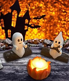 billige -halloween spøkelse leirbål samling stearinlys skummel halloween dekor søt spøkelsesfigur sett leirbål utstilling hjemsøkt spøkelsesscene spøkelseseventyr