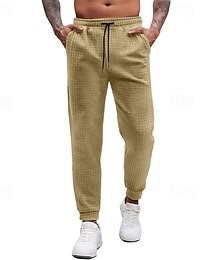 お買い得  -男性用 スウェットパンツ ジョガー ズボン ワッフルパンツ ポケット 弾性ウエスト ドローストリング 平織り 履き心地よい スポーツ・アウトドア 日常 ファッション カジュアル ブラック ホワイト マイクロエラスティック