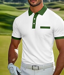 お買い得  -男性用 スポーツポロシャツ ゴルフシャツ カジュアル スポーツ ラペル リブ付きポロカラー 半袖 ファッション ベーシック 平織り クラシック 夏 春 レギュラー ワイン グリーン ネイビーブルー ダークグリーン スポーツポロシャツ