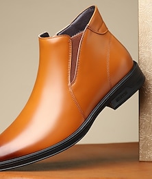 levne -Pánské chelsea boty z karamelové imitace kůže – elegantní kotníkové boty nazouvací nazouvací pro profesionály, podzimní outfity a elegantně ležérní příležitosti