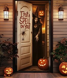 economico -Copertura per Porta di Halloween – Scena Terrificante “Ti Ho Lanciato un Incantesimo” Striscione di Ingresso della Casa Infestata Decorazione Terrificante per Esterni e Interni per Halloween 2025 in