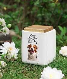preiswerte -Personalisierte Haustier-Einäscherungsurne, individuelles Gedenkgeschenk Name Jahr Text Foto Keramik Asche Box für Hund Katze Gedenkandenken