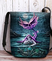 abordables -Bolso bandolera de calabaza de Halloween para mujer: sombrero de bruja y estampado de gato, correa ajustable, bolso de hombro flocado ligero, perfecto para fiestas navideñas y eventos de truco o trato