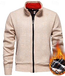 abordables -Hombre Chaqueta de Punto Suéter recortado Jersey con cremallera Suéter de punto Estriado Tejer Tops regulares Bolsillo Vellón Plano Escote Chino Moda Clásico Vacaciones Ropa Cotidiana Ropa Otoño