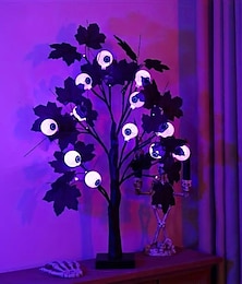 billige -LED Halloween øyeeple trelys spøkelsesgresskar spøkelsesfestival trelys USB/batteridrevet Halloween-fest hjemmeromsscenedekorasjonslys
