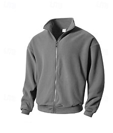 abordables -Hombre Chaqueta de lana Chaqueta de Invierno Chaqueta térmica Invierno Al aire libre Mantiene abrigado Camiseta Gris oscuro Negro Verde Caqui
