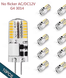 رخيصةأون -10 قطع من مصابيح ليد G4 2 وات 3 وات من السيليكون 24/48 ليد SMD3014 فائقة السطوع، لا وميض، تيار متردد/تيار مستمر 12 فولت، بديل لثريا هالوجين 30 وات