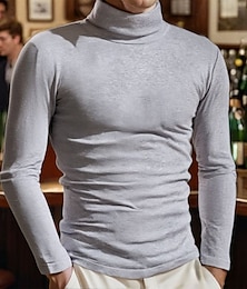 billige -Herre Pullover genser Strikket genser Riflet Strikke Vanlige topper Strikket عادي Rullekrage Mote Fritid Feriereise Dagligdagstøy Klær Høst vinter Vin Svart S M L