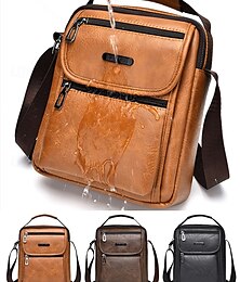 economico -Borsa a tracolla impermeabile in similpelle da uomo con design multitasche – borsa a tracolla da viaggio casual per spostamenti quotidiani, lavoro o gite del fine settimana