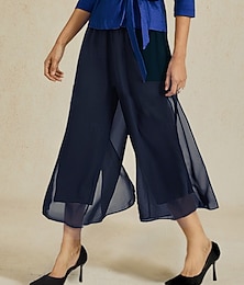 abordables -Mujer Fresco Vacaciones Clásico Medio corto Media cintura Cintura elástica Elegante Moda Elástico Formal Oficina Uso Diario Azul Marino Verano Primavera Otoño