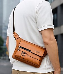 economico -Borsa a tracolla da uomo in similpelle con tasche multiple – borsa a tracolla casual da viaggio per lavoro, spostamenti quotidiani e attività all'aperto