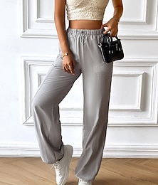 economico -Per donna Pantaloni da tuta Chinos Moda Streetwear Lunghezza intera Vita Alta Semplice Fascia Elastica Comodo Morbido Confortevole Micro-elastico All'aperto Streetwear Aalbicocca Grigio Estate