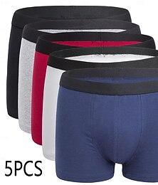 billiga -Herr 5-Pack Boxerkalsonger Underkläder Grundläggande trosor Boxershorts Bomull Bekväm Ensfärgat Medium Midja 5 Pack-A 5 Pack-B